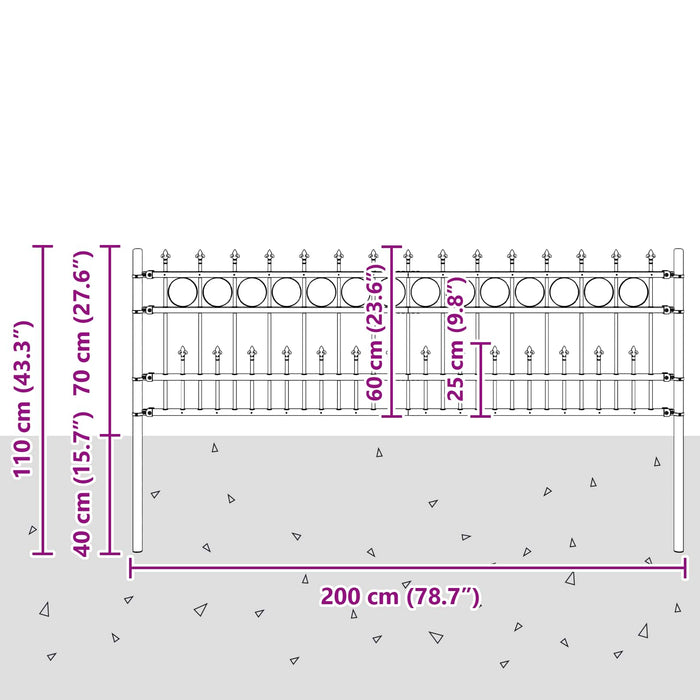 Gard Spike Ring Negru 200 x 130 cm Oțel vopsit electrostatic - WALTI WALTI