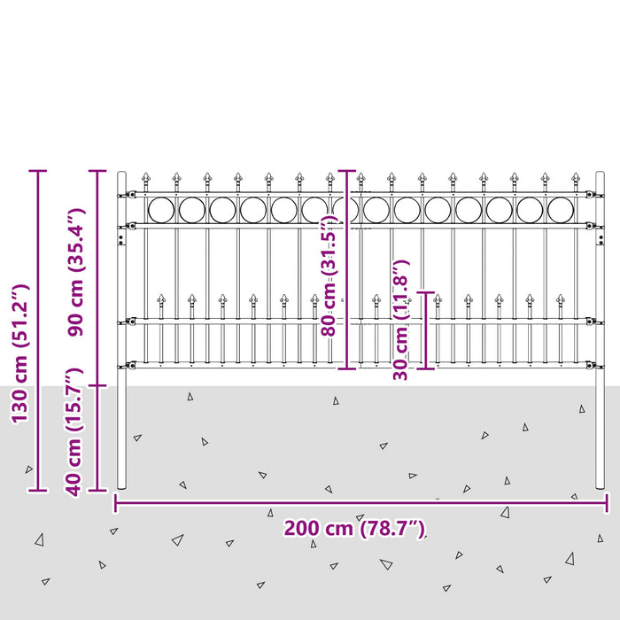 Gard Spike Ring Negru 200 x 130 cm Oțel vopsit electrostatic - WALTI WALTI