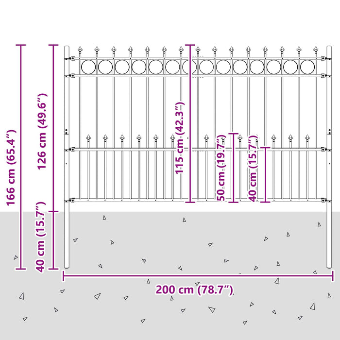 Gard Spike Ring Negru 200 x 130 cm Oțel vopsit electrostatic - WALTI WALTI