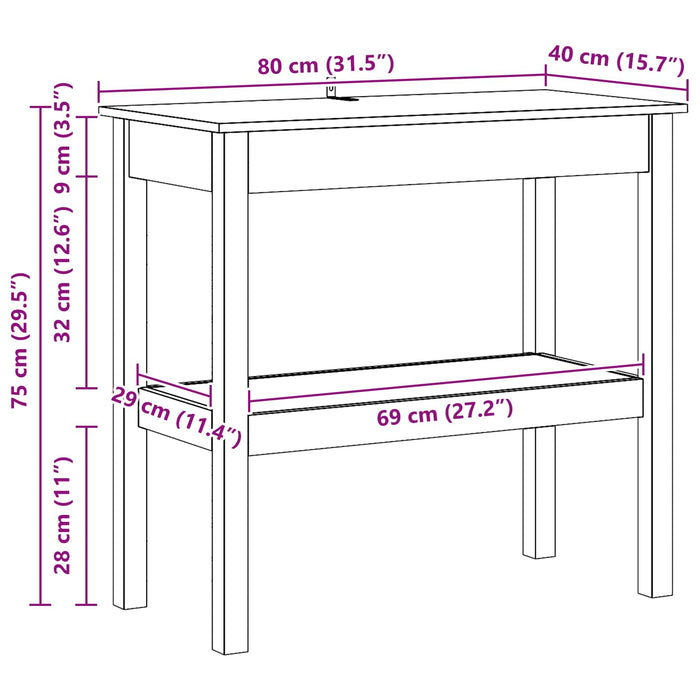 Masă de consolă Maro Ceară 80 x 40 x 75 cm Lemn masiv de pin - WALTI WALTI