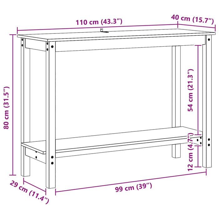 Masă de consolă Maro Ceară 110 x 40 x 80 cm Lemn masiv de pin - WALTI WALTI