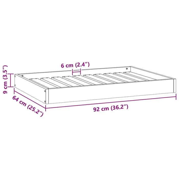 Pat pentru câini Maroniu cerat 92 x 64 x 9 cm Lemn de pin masiv - WALTI WALTI