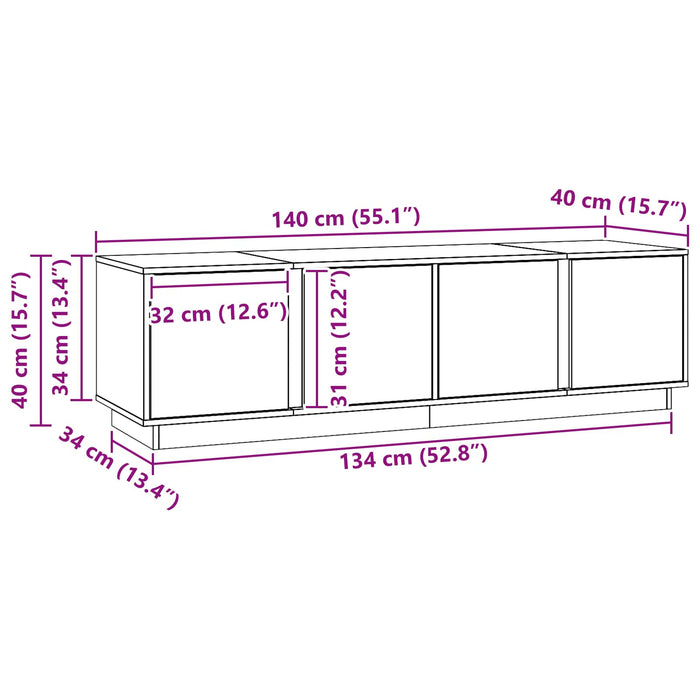 Cabinet TV Maro Ceară 140 x 40 x 40 cm Lemn masiv de pin - WALTI WALTI