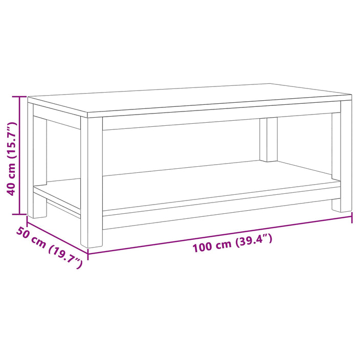 Masă de cafea natural 100 x 50 x 40 cm Lemn solid de tec WALTI