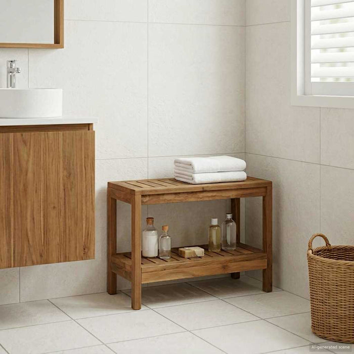Masă de baie laterală natural 60 x 30 x 45 cm Lemn solid de tec - WALTI WALTI