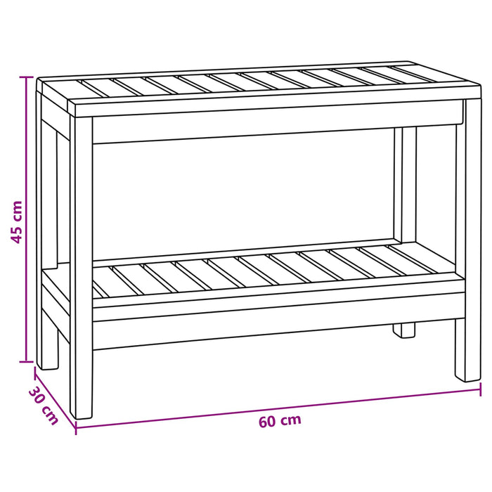 Masă de baie laterală natural 60 x 30 x 45 cm Lemn solid de tec - WALTI WALTI
