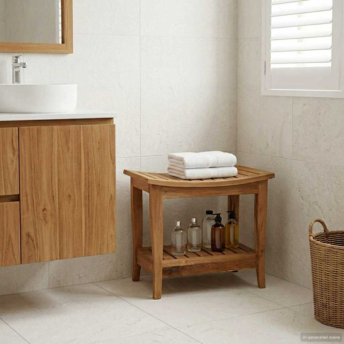 Măsuță de toaleta natural 50 x 35 x 45 cm Lemn solid de tec WALTI