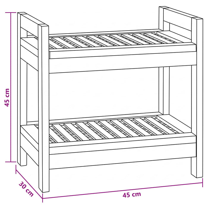 Raft pentru baie natural 45 x 30 x 45 cm Lemn solid de tec WALTI