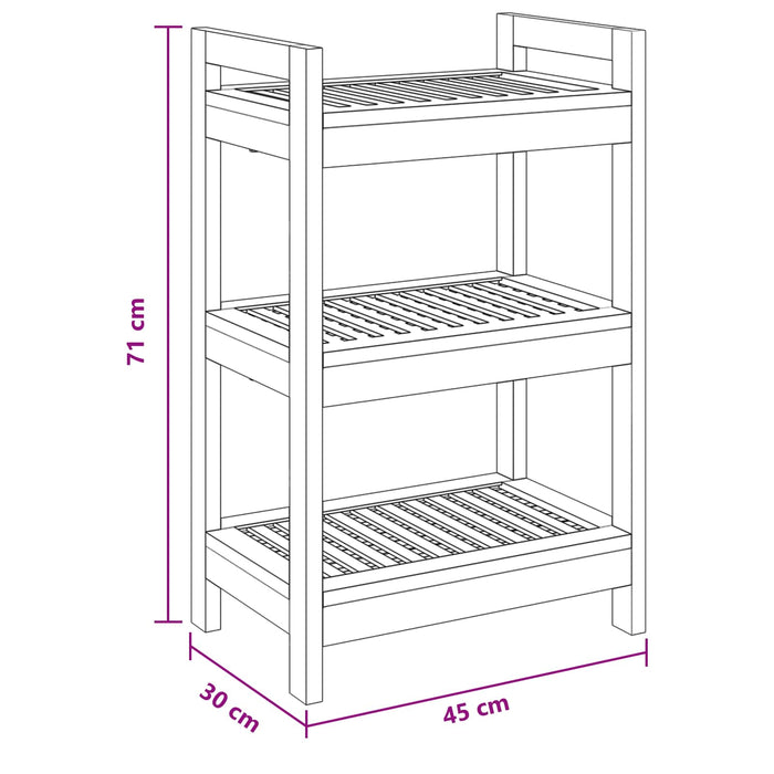 Raft pentru baie natural 45 x 30 x 71 cm Lemn solid de tec WALTI