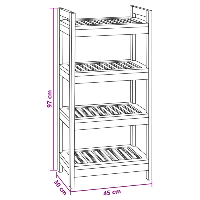 Raft pentru baie natural 45 x 30 x 97 cm Lemn solid de tec WALTI