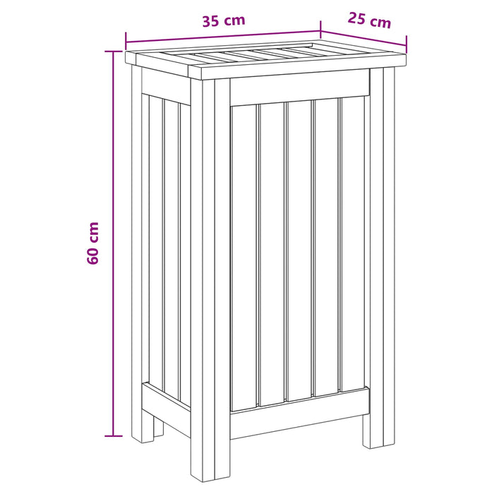 Coș pentru rufe natural 35 x 25 x 60 cm Lemn solid de tec WALTI