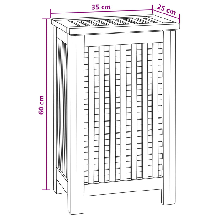 Coș pentru rufe natural 35 x 25 x 60 cm Lemn solid de tec WALTI