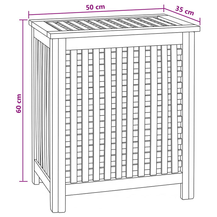Coș pentru rufe natural 50 x 35 x 60 cm Lemn solid de tec WALTI
