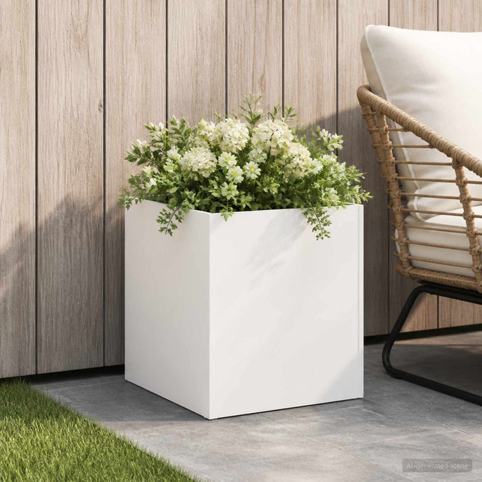 Vază pentru Grădină Alb 25 x 25 x 25 cm Oțel laminat la rece WALTI