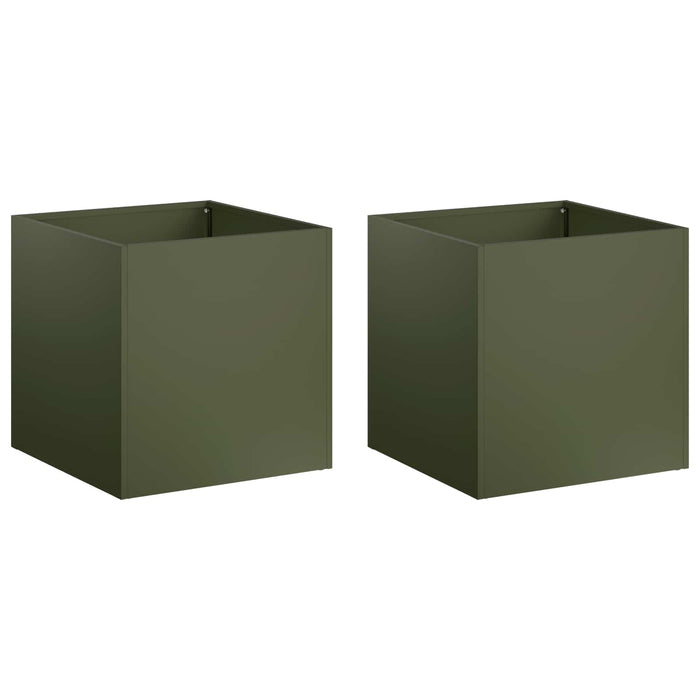 Vază pentru Grădină 2 buc. Verde măsliniu 35 x 35 x 35 cm WALTI