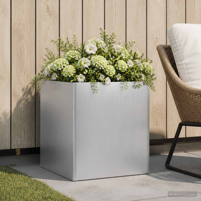 Vază pentru Grădină Argintiu 45 x 45 x 45 cm Oțel Galvanizat WALTI