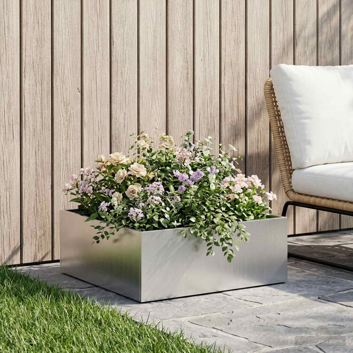 Vază pentru Grădină Argintiu 60 x 60 x 20 cm Oţel inoxidabil WALTI