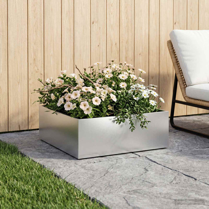 Vază pentru Grădină Argintiu 60 x 60 x 20 cm Oțel Galvanizat WALTI