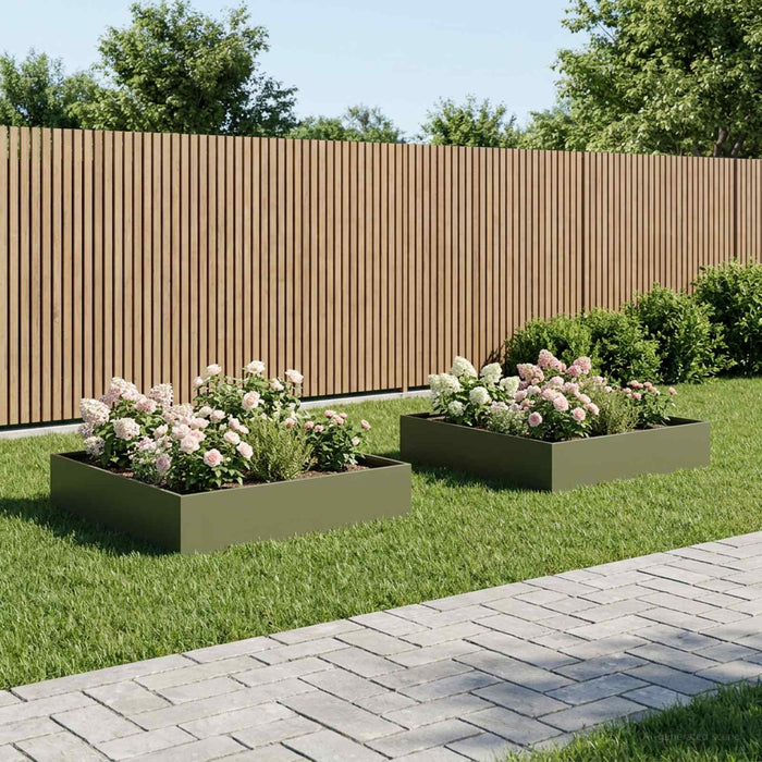 Vază pentru Grădină 2 buc. Verde măsliniu 100 x 100 x 20 cm WALTI