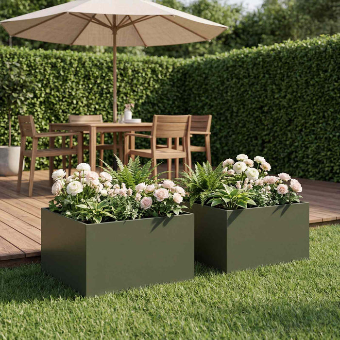 Vază pentru Grădină 2 buc. Verde măsliniu 60 x 60 x 30 cm WALTI