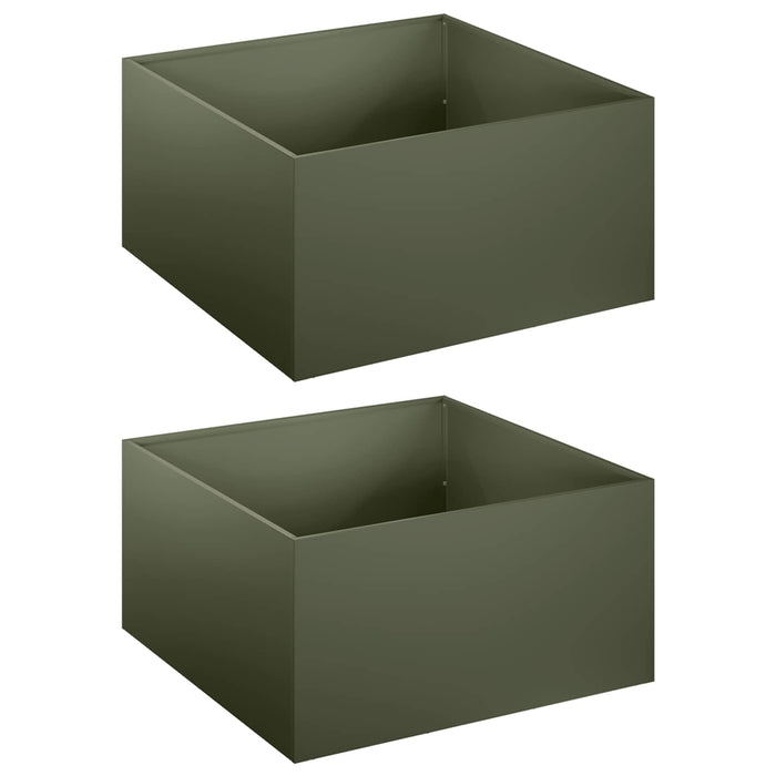 Vază pentru Grădină 2 buc. Verde măsliniu 60 x 60 x 30 cm WALTI