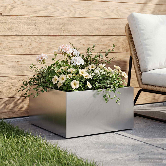 Vază pentru Grădină Argintiu 60 x 60 x 30 cm Oțel Galvanizat WALTI