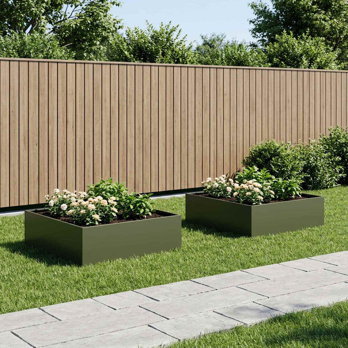 Vază pentru Grădină 2 buc. Verde măsliniu 100 x 100 x 30 cm WALTI