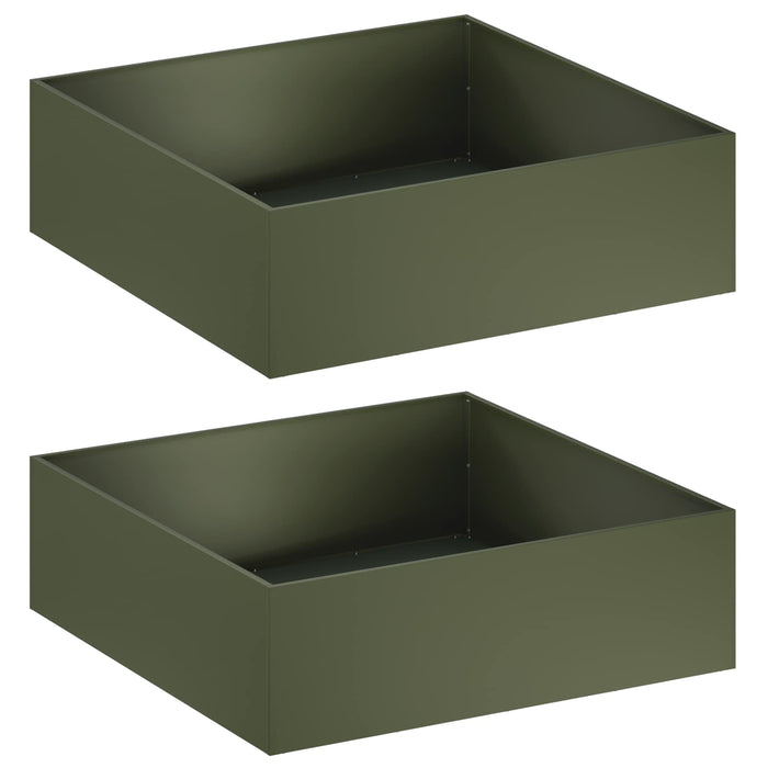 Vază pentru Grădină 2 buc. Verde măsliniu 100 x 100 x 30 cm WALTI