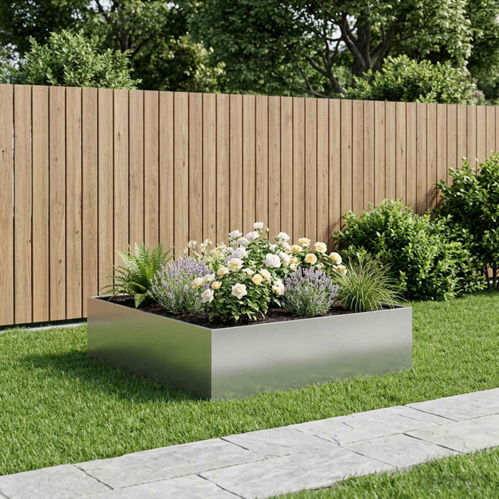 Vază pentru Grădină Argintiu 100 x 100 x 30 cm Oțel Galvanizat WALTI