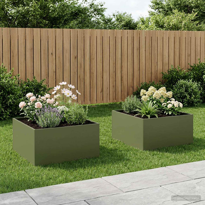 Vază pentru Grădină 2 buc. Verde măsliniu 80 x 80 x 40 cm WALTI