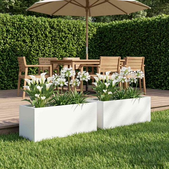 Vază pentru Grădină 2 buc. Alb 60 x 20 x 20 cm WALTI