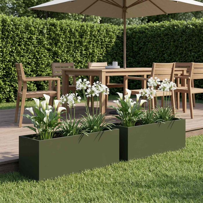 Vază pentru Grădină 2 buc. Verde măsliniu 60 x 20 x 20 cm WALTI