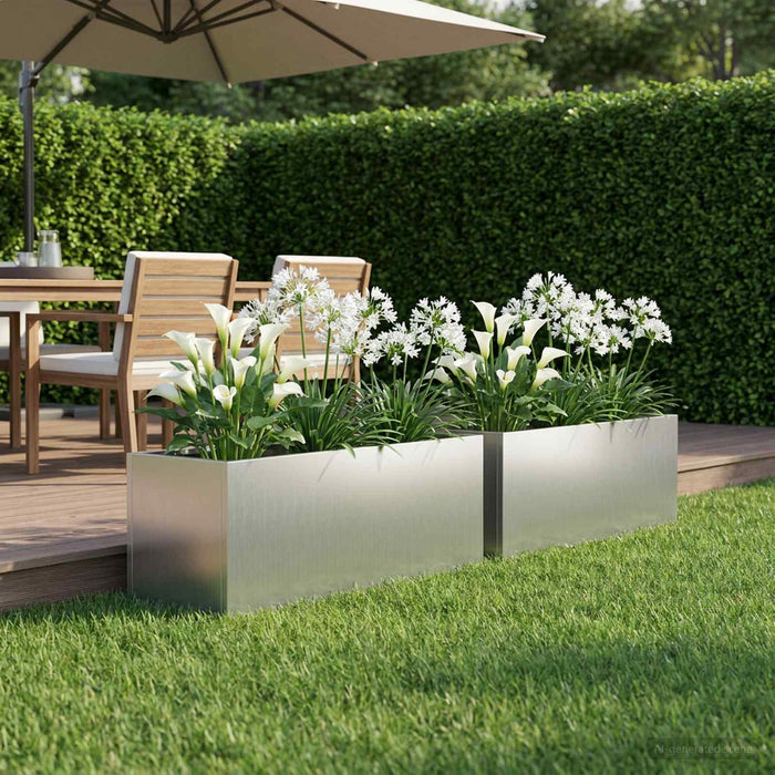 Vază pentru Grădină 2 buc. Argintiu 60 x 20 x 20 cm WALTI