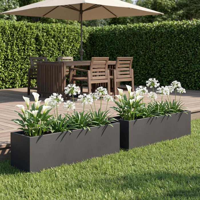 Vază pentru Grădină 2 buc. Negru 80 x 20 x 20 cm WALTI