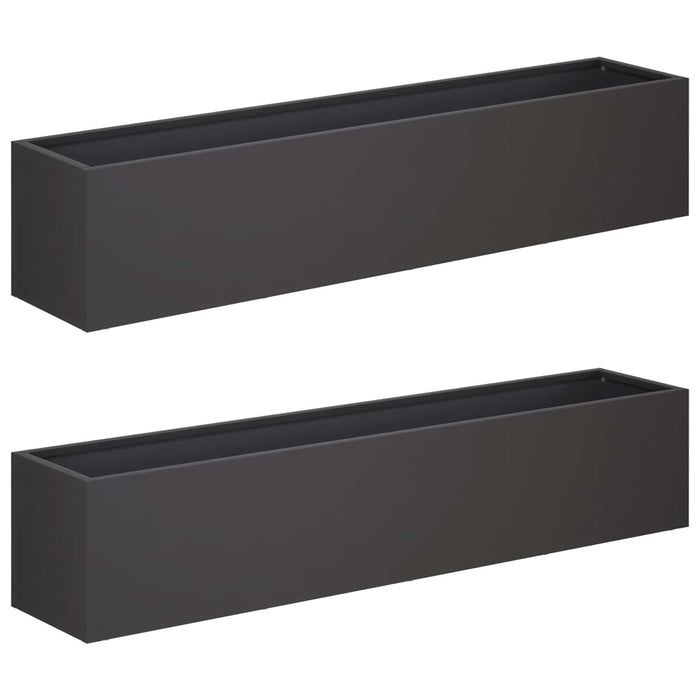 Vază pentru Grădină 2 buc. Negru 80 x 20 x 20 cm WALTI