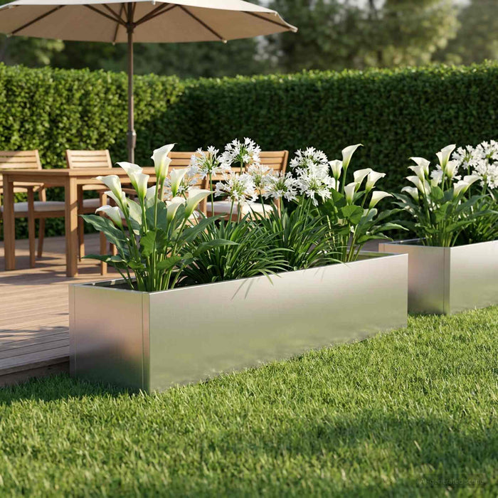 Vază pentru Grădină Argintiu 80 x 20 x 20 cm Oțel Galvanizat WALTI
