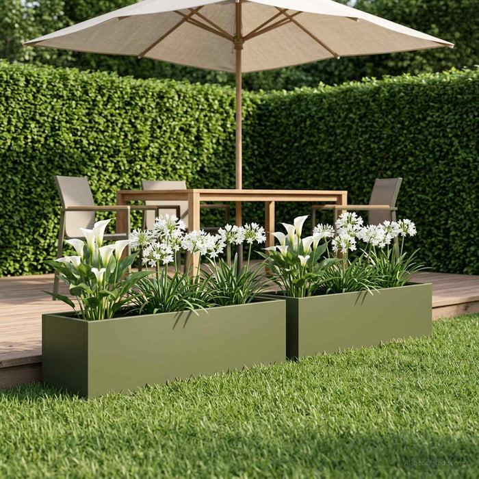 Vază pentru Grădină 2 buc. Verde măsliniu 100 x 20 x 20 cm WALTI