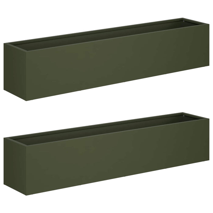 Vază pentru Grădină 2 buc. Verde măsliniu 100 x 20 x 20 cm WALTI