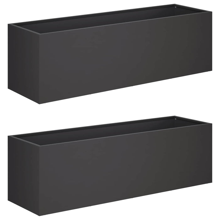 Vază pentru Grădină 2 buc. Negru 80 x 30 x 30 cm WALTI