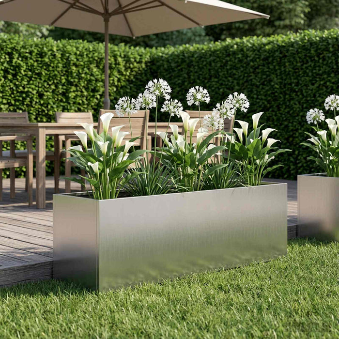 Vază pentru Grădină Argintiu 80 x 30 x 30 cm Oțel Galvanizat WALTI