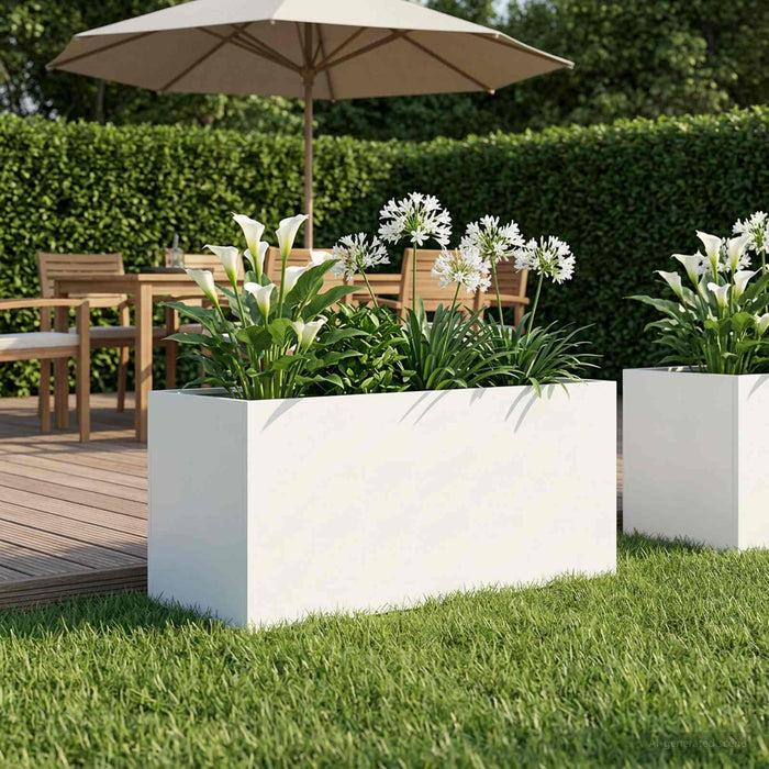 Vază pentru Grădină Alb 100 x 40 x 40 cm Oțel laminat la rece WALTI