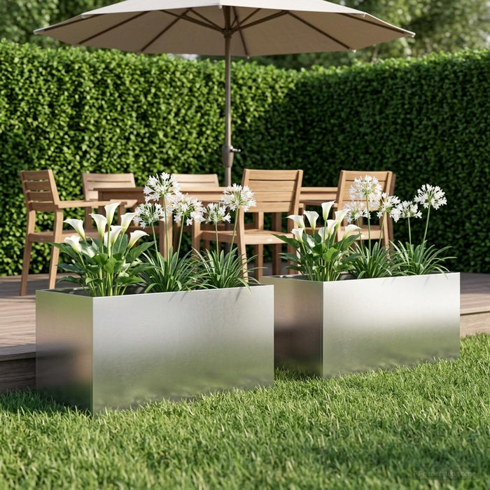 Vază pentru Grădină 2 buc. Argintiu 100 x 50 x 50 cm WALTI