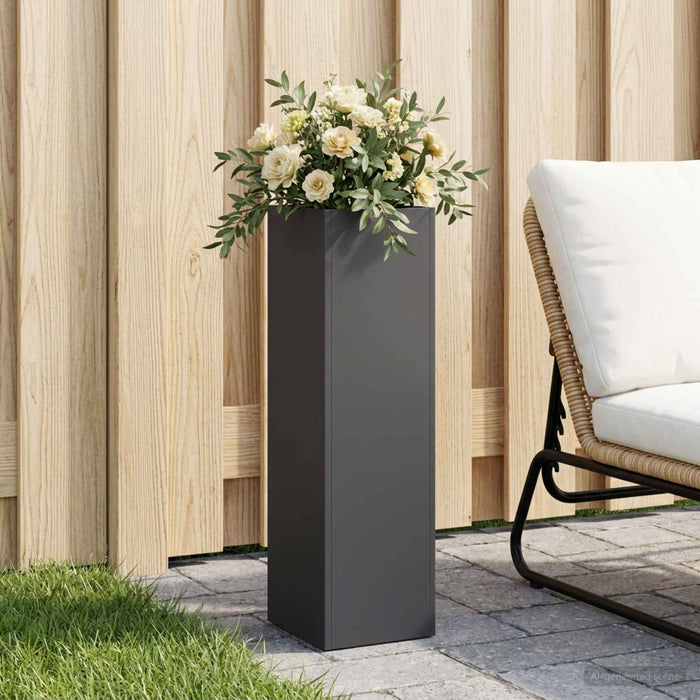 Vază pentru Grădină Negru 20 x 20 x 75 cm Oțel laminat la rece WALTI