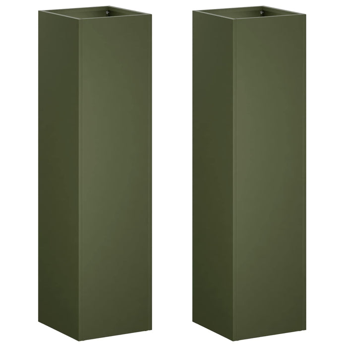 Vază pentru Grădină 2 buc. Verde măsliniu 20 x 20 x 75 cm WALTI