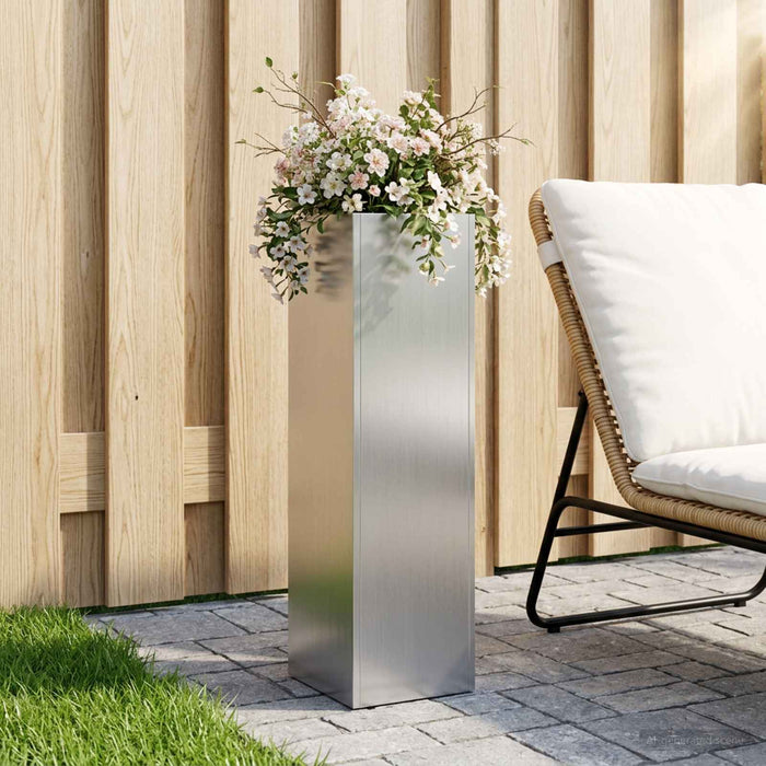 Vază pentru Grădină Argintiu 20 x 20 x 75 cm Oțel Galvanizat WALTI