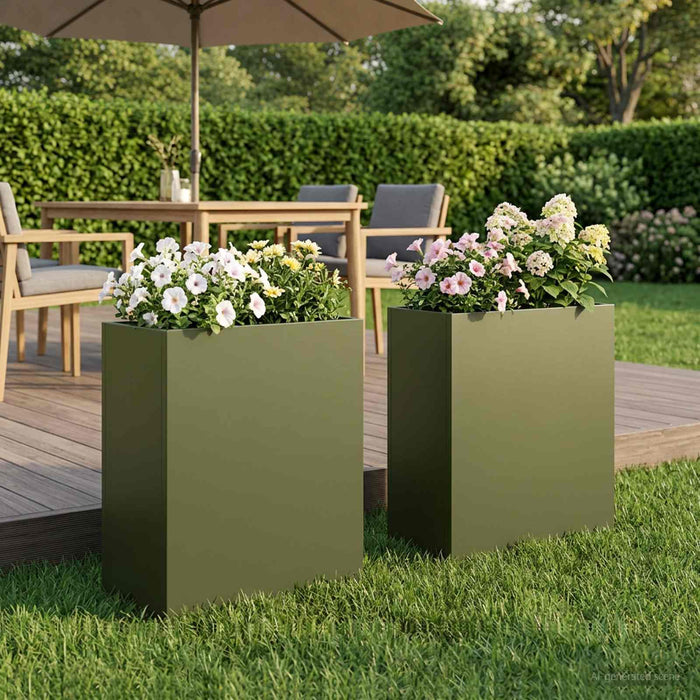 Vază pentru Grădină 2 buc. Verde măsliniu 40 x 20 x 50 cm - WALTI WALTI