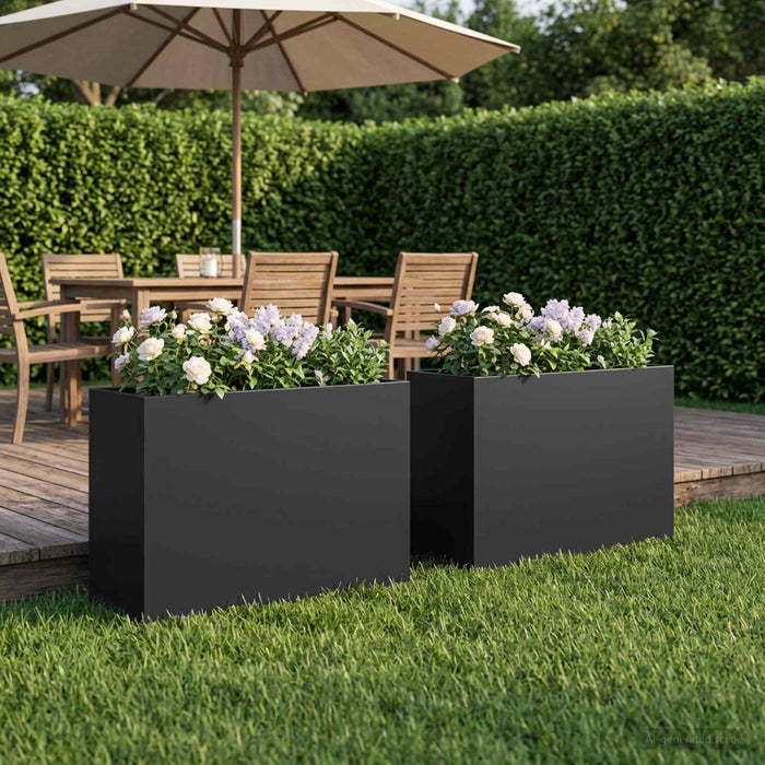 Vază pentru Grădină 2 buc. Negru 50 x 20 x 40 cm WALTI