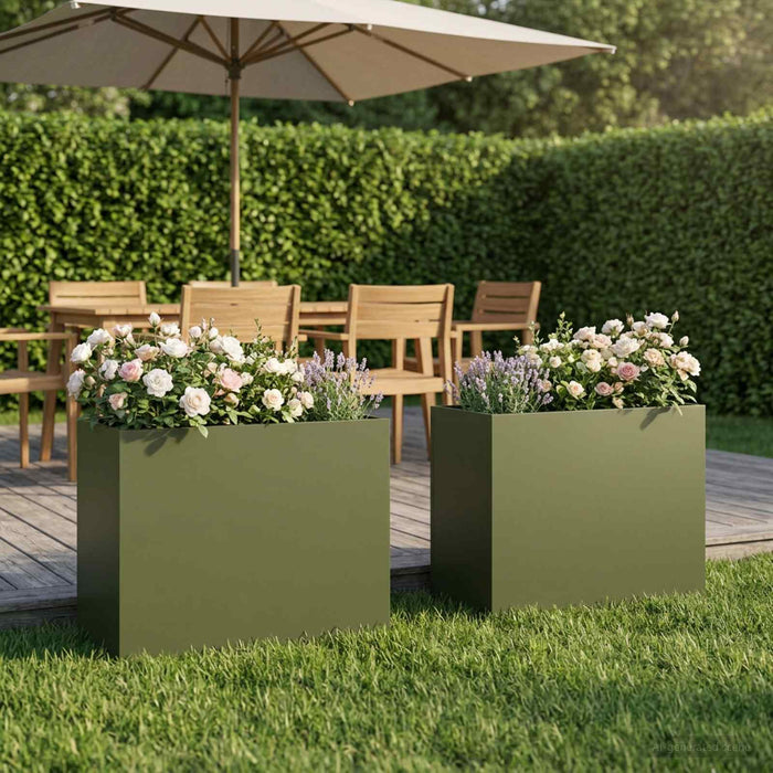 Vază pentru Grădină 2 buc. Verde măsliniu 50 x 20 x 40 cm WALTI
