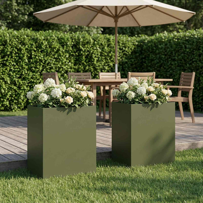Vază pentru Grădină 2 buc. Verde măsliniu 40 x 30 x 50 cm WALTI