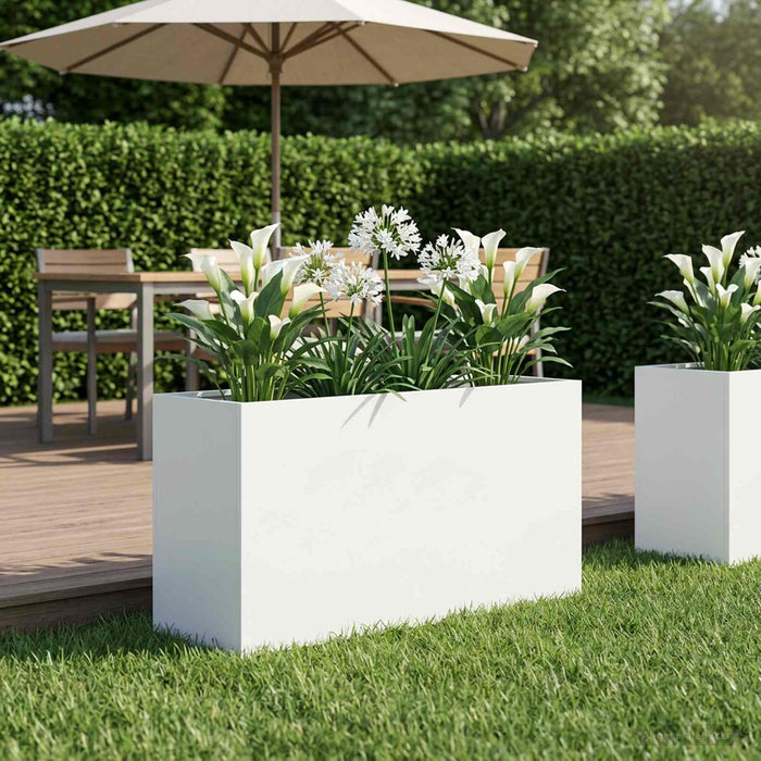 Vază pentru Grădină Alb 100 x 30 x 40 cm Oțel laminat la rece WALTI